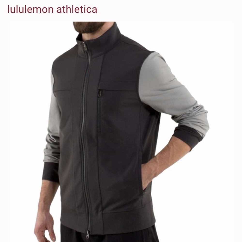 lululemon athletica Men’s Two-Tone Full-Zip Jacket - Black & Light Gray Large